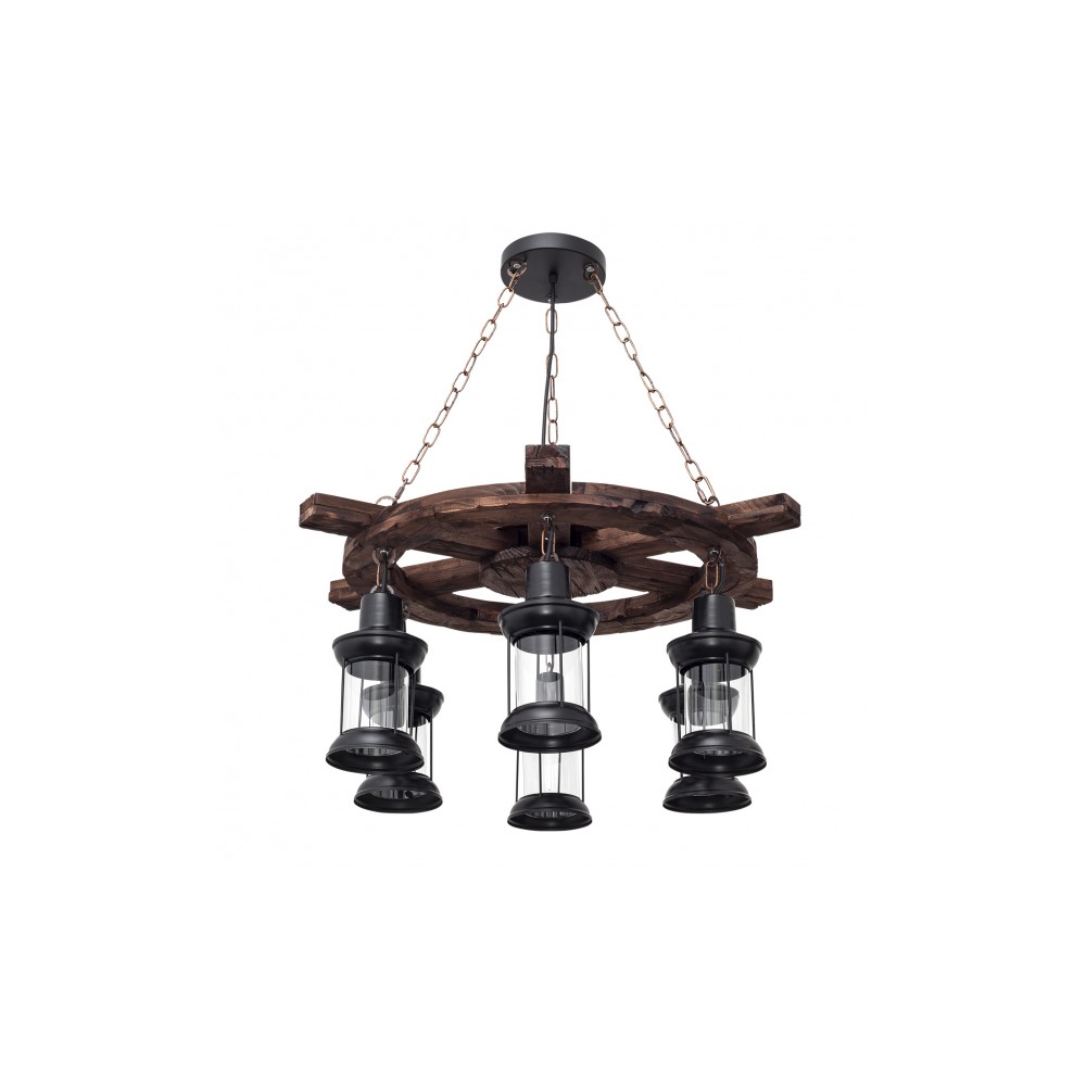 Pendant Rustico Cortijo 6xe27 Marron