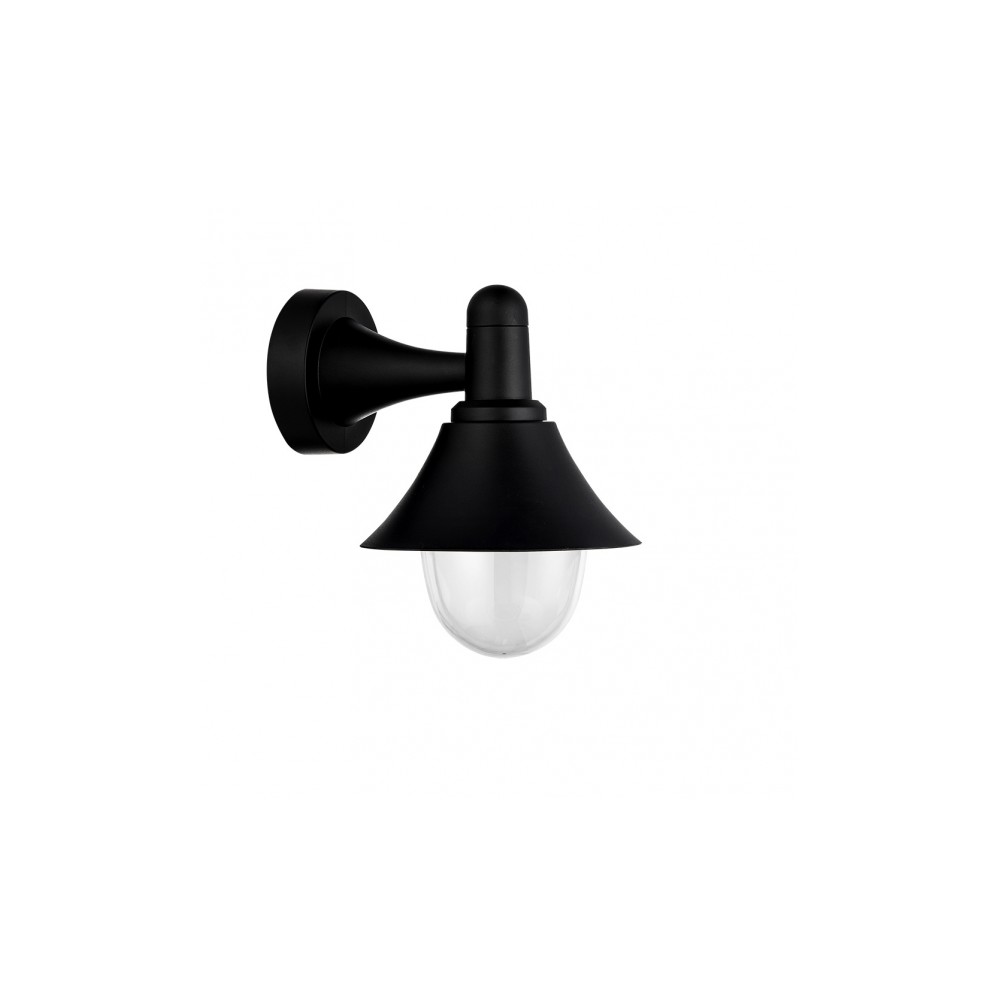 Lampada da Parete da Esterno Mentolo 1xe27 Nero Ip44 Policarbonato 25x18,1x23,2