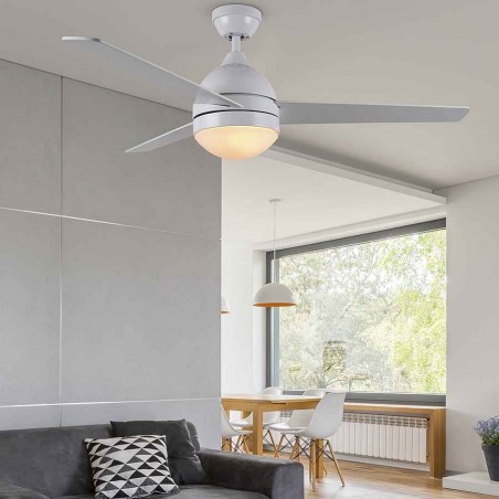 Fan AC ALISIO silver beech with light and remote control Fabrilamp