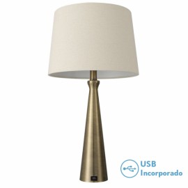 Desktop Pearl 1xe27 Pelle 61x33d Porta USB