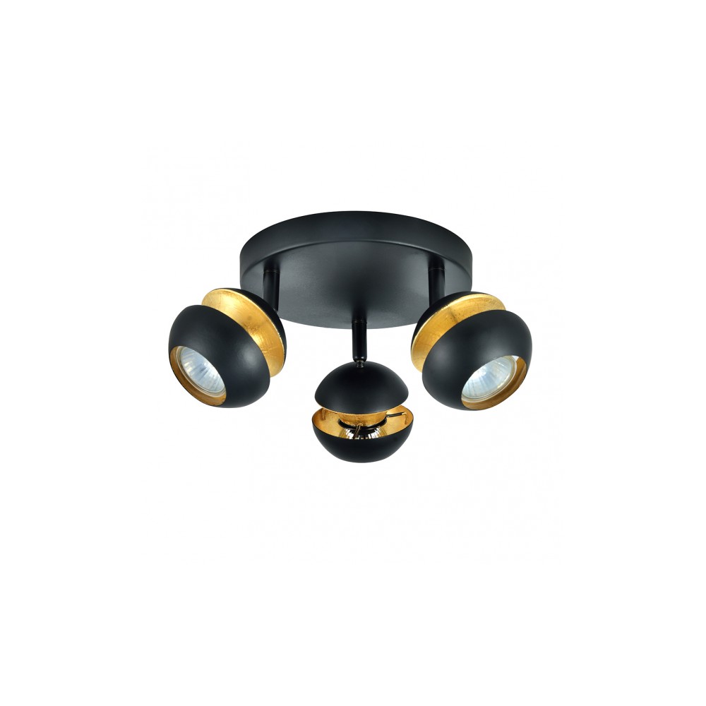 Plafon Beethoven 3xgu10 Noir/or 14x22x22 Cm