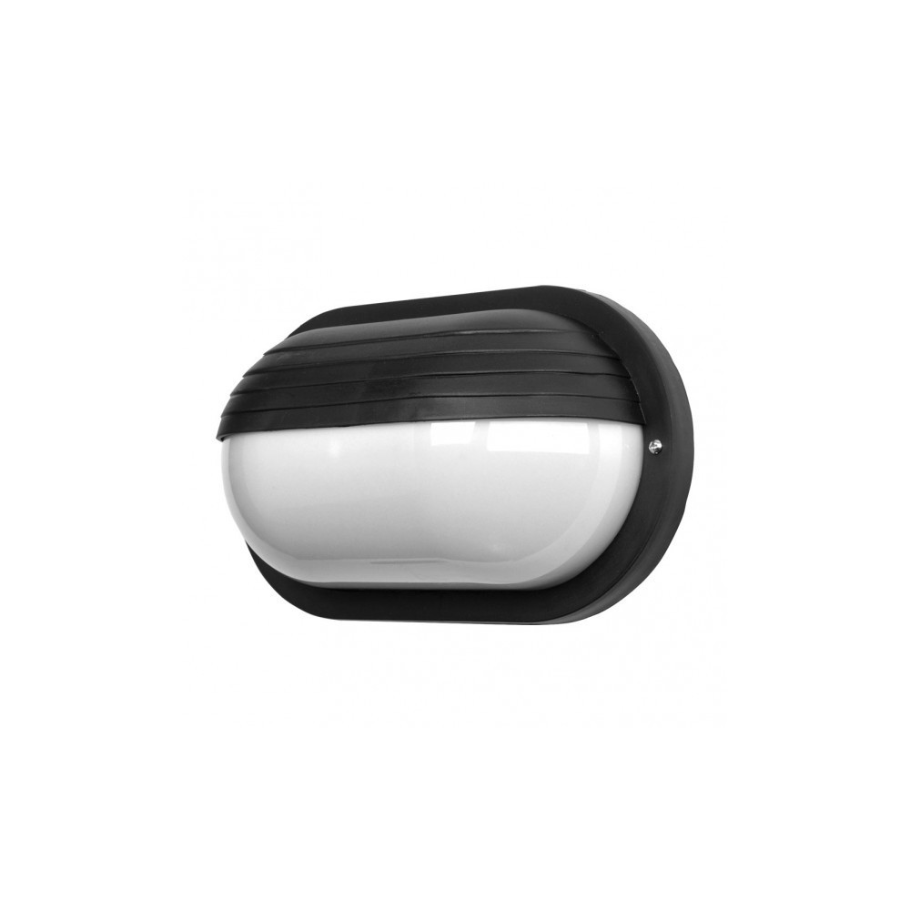 Applicare Ext.oval Canopus 1xe27 Policarb.negro Ip44 10x26x15 Cm