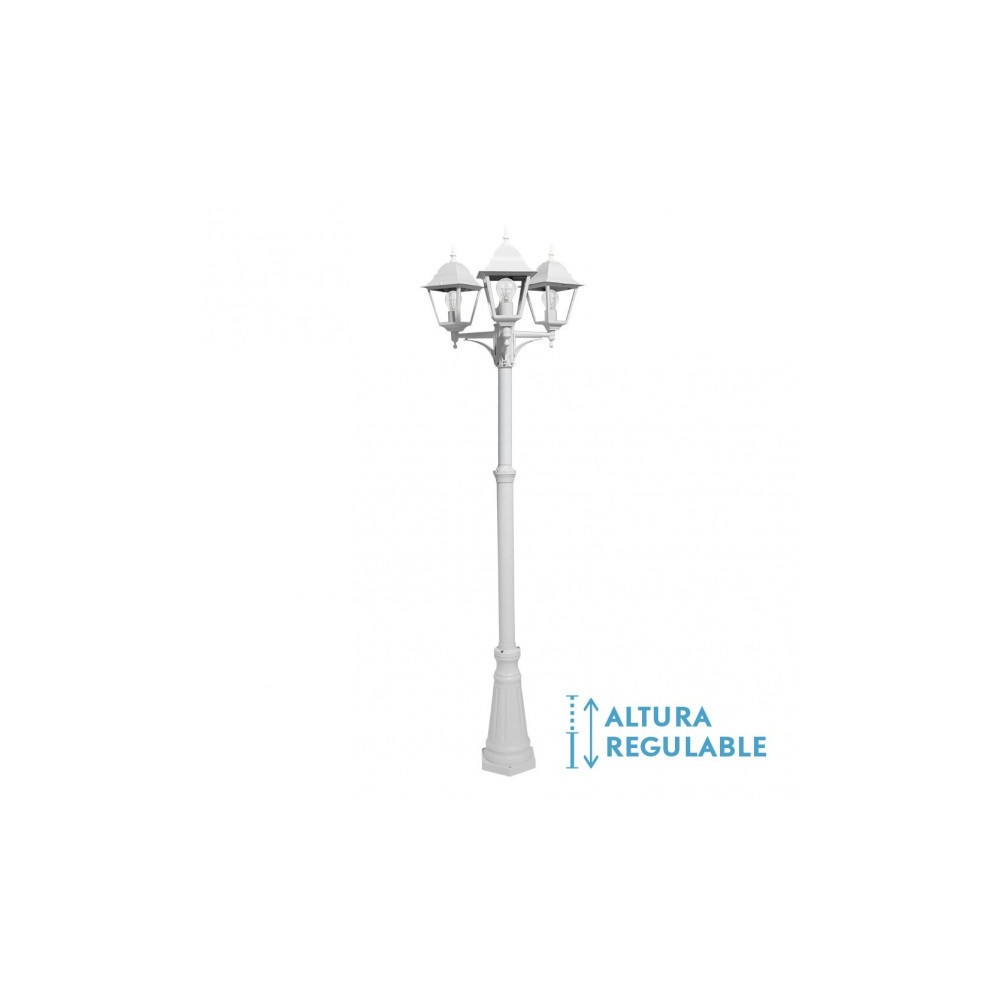 Exterior lamp Aluminium Spica 3xe27 White Ip44 220x62x62 Cm Regulable At Height