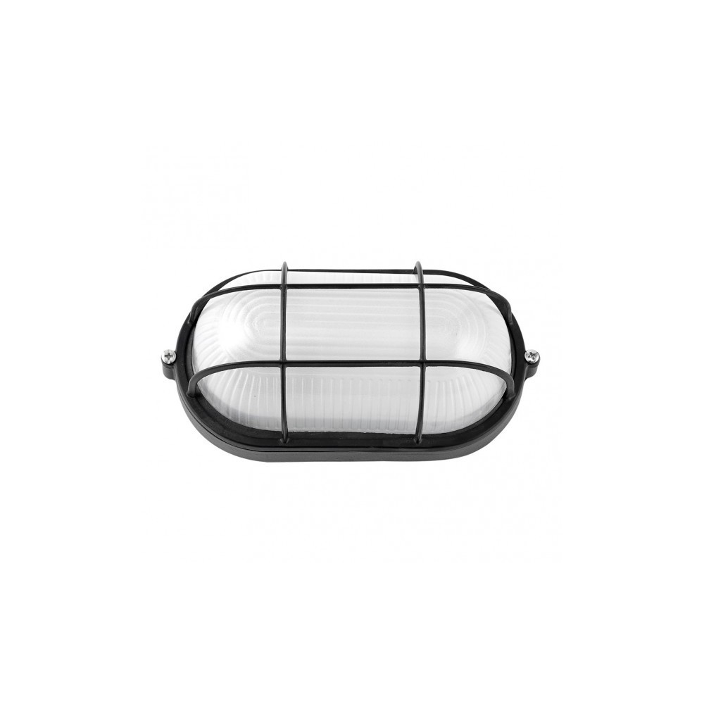 Appliquer Ext.oval Aluminium Apus Large 1xe27 Noir 11,5x27,5x15,5 Cm Ip44