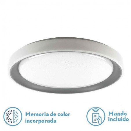 Plafon Luanda 72w 3000-4000-6000k Grigio Rosso.7x49,5d 7200lm Reg.intens. C.remote C/memoria