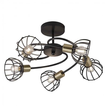 Soffitto per lampadina E14 modello BERMEO nero opaco AJP