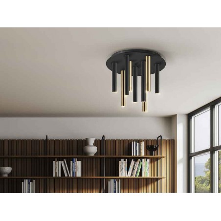 Plafon led dimable modelo VARAS dorado-negro 9L SCHULLER