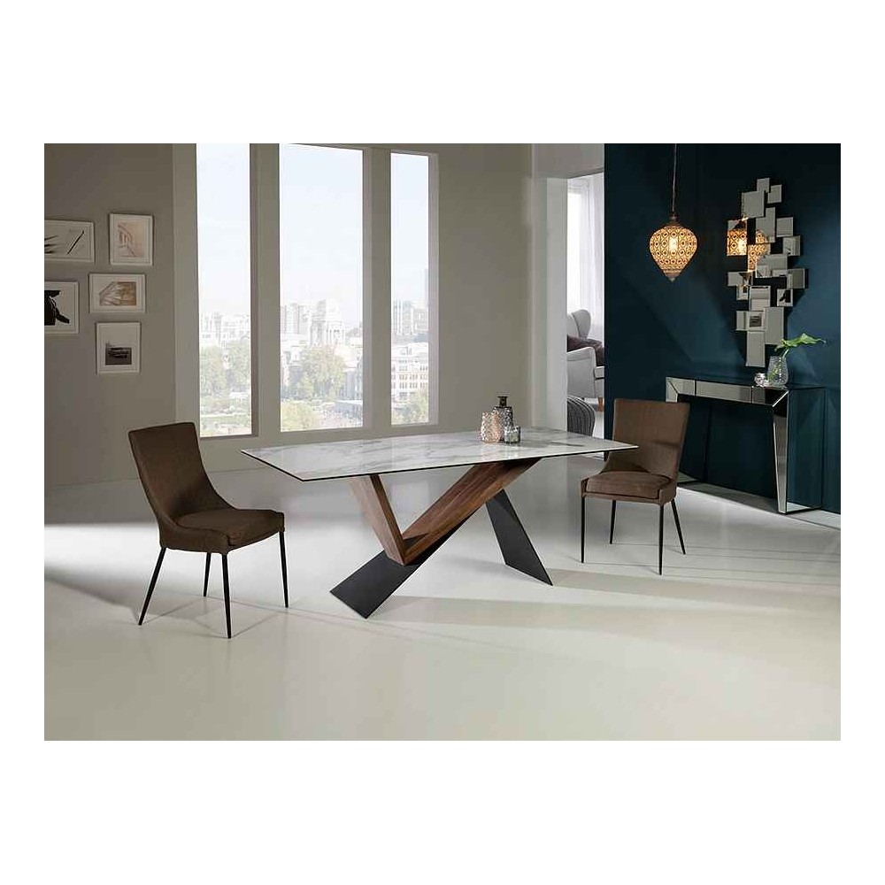 Dining table model NOA white marble finish 180x90 cm SCHULLER