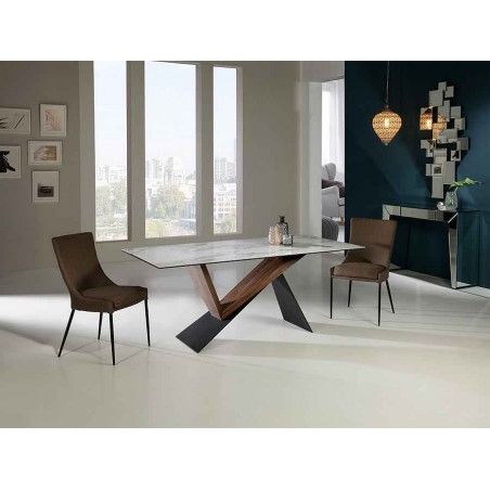 Dining table model NOA white marble finish 180x90 cm SCHULLER