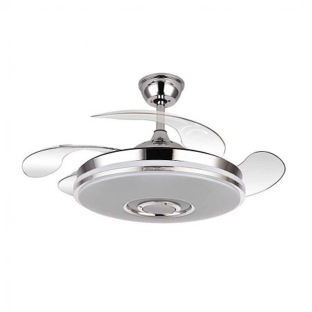 DC NOTE chrome LED fan with Bluetooth speaker and connectivity Fabrilamp