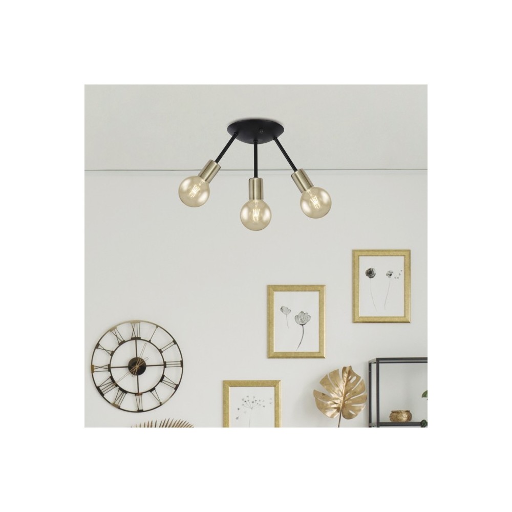 Plafon 3 lights model TRIPOLI black-smith AJP