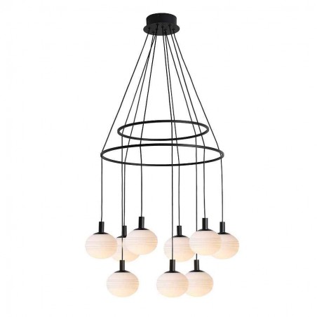 Lampara de 9 luces modelo GLOBAL negra led dimable Schuller