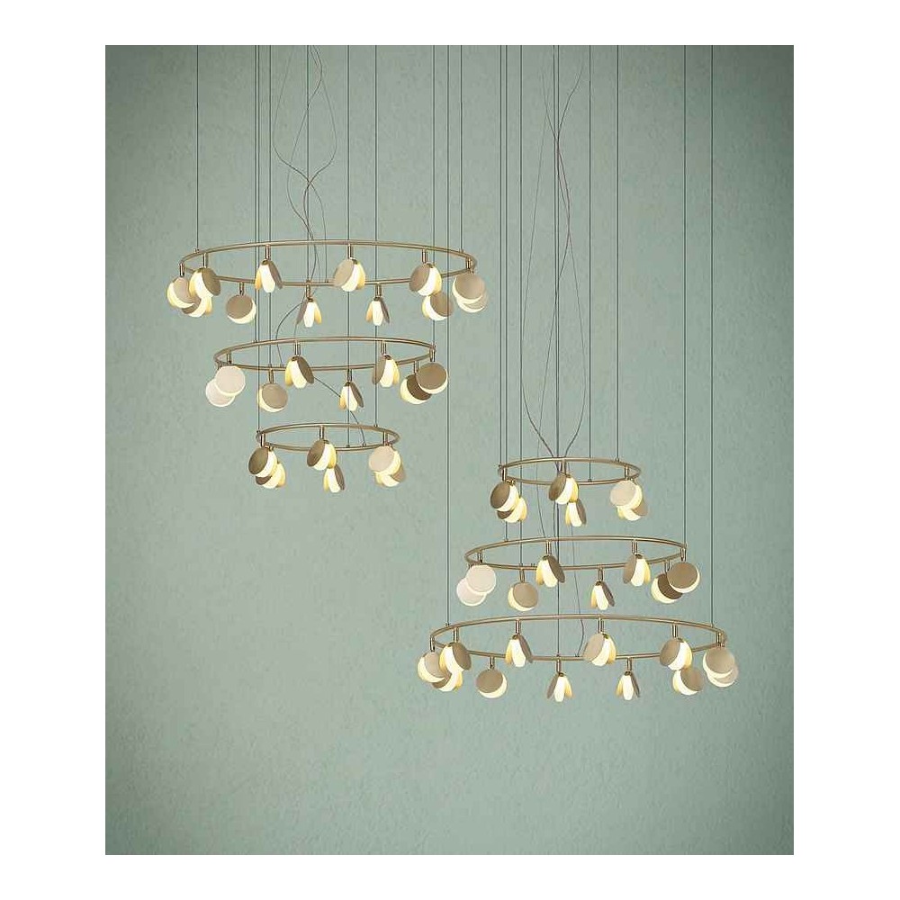 Lampada doppia con 14 luci LED modello SHELL oro MANTRA