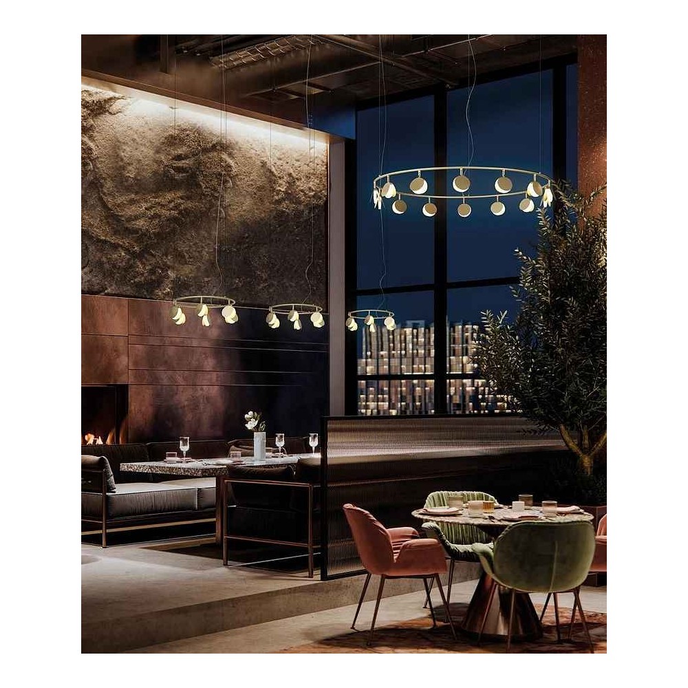 Lampada doppia con 14 luci LED modello SHELL oro MANTRA
