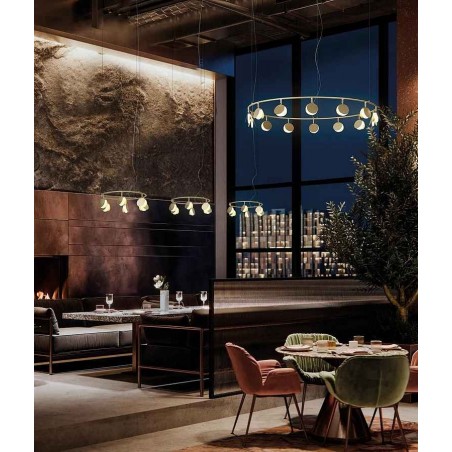 Lampada doppia con 14 luci LED modello SHELL oro MANTRA