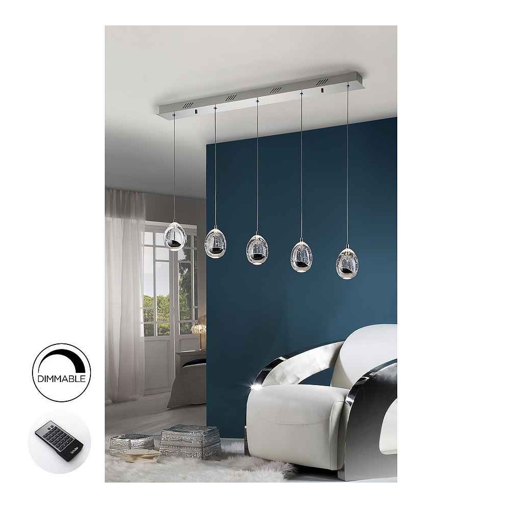 Lampara ROCIO CROMO 5 luces DIMABLE de SCHULLER