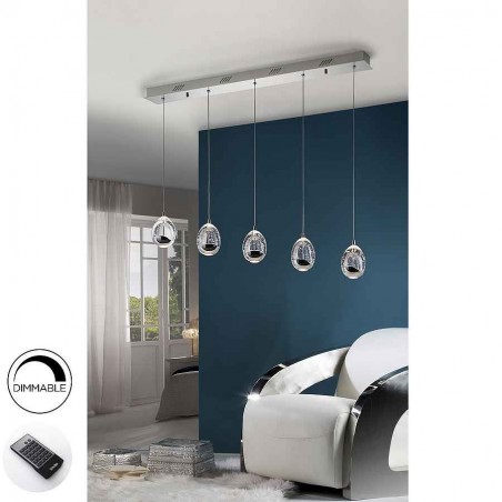 Lampara ROCIO CROMO 5 luces DIMABLE de SCHULLER