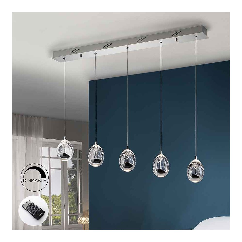 Lampara ROCIO CROMO 5 luces DIMABLE de SCHULLER