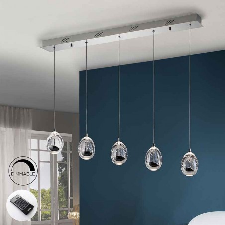 Lampara ROCIO CROMO 5 luces DIMABLE de SCHULLER