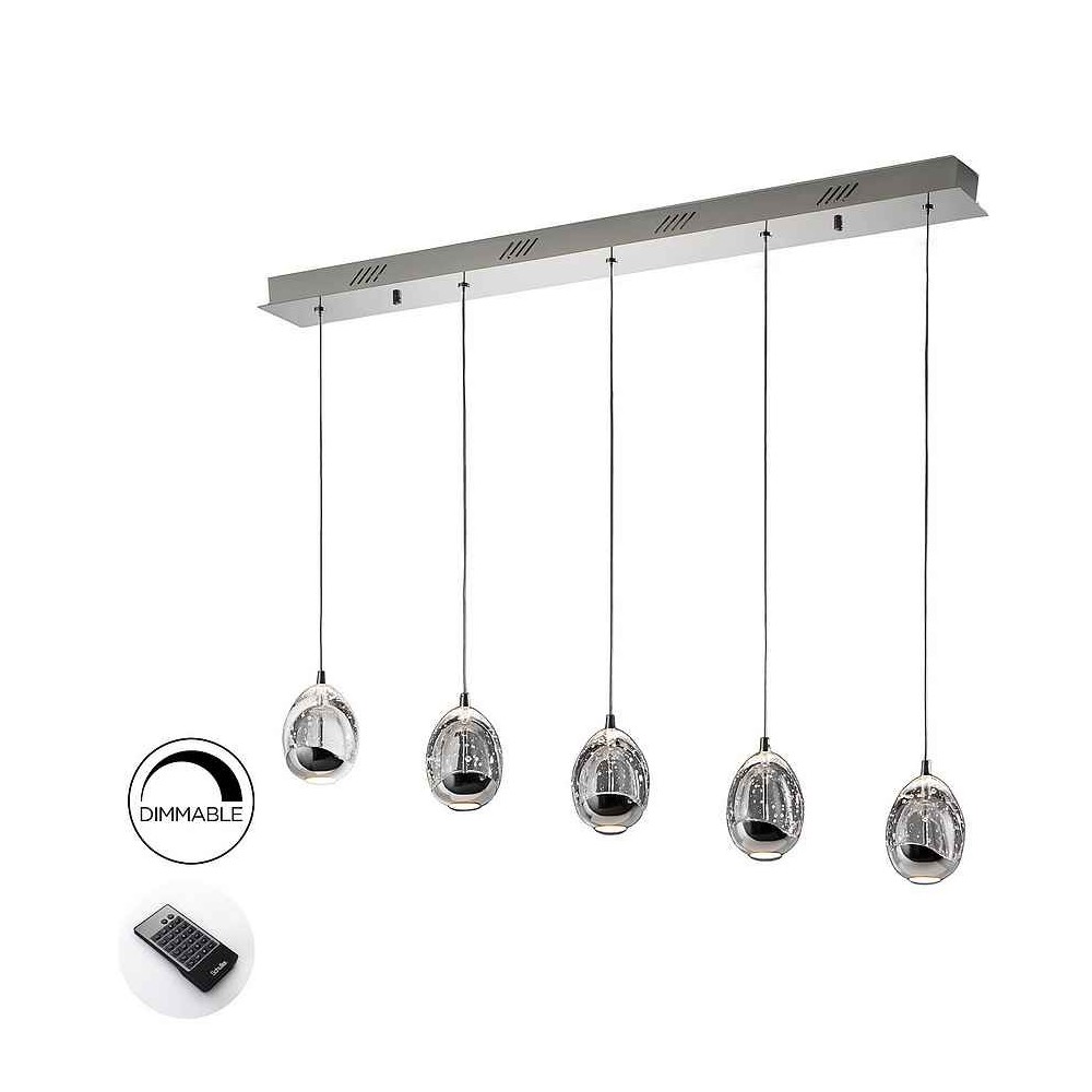 Lampara ROCIO CROMO 5 luces DIMABLE de SCHULLER
