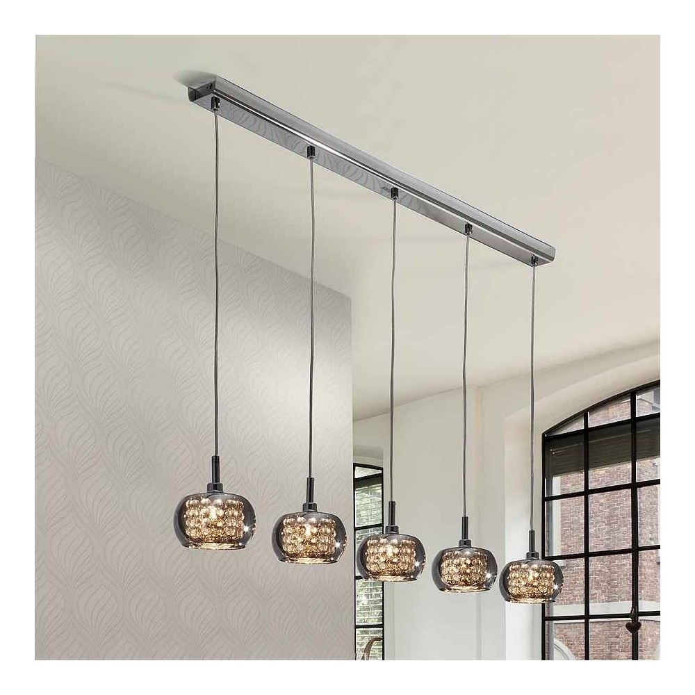 Lampara lineal ARIAN de 5 luces DIMABLE cromo de SCHULLER