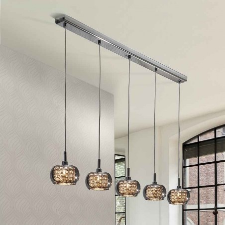 Lampara lineal ARIAN de 5 luces DIMABLE cromo de SCHULLER