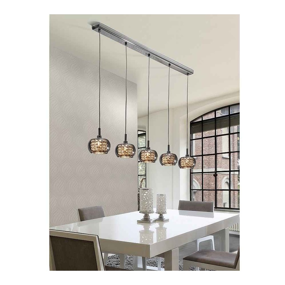 Lampara lineal ARIAN de 5 luces DIMABLE cromo de SCHULLER