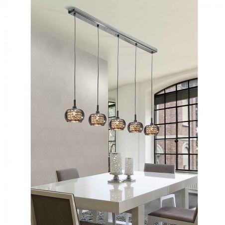 Lampara lineal ARIAN de 5 luces DIMABLE cromo de SCHULLER