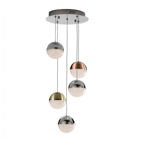 Lamp pendant 5 light led model SPHERE Chrome SCHULLER