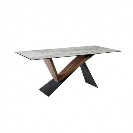 Dining table model NOA white marble finish 180x90 cm SCHULLER