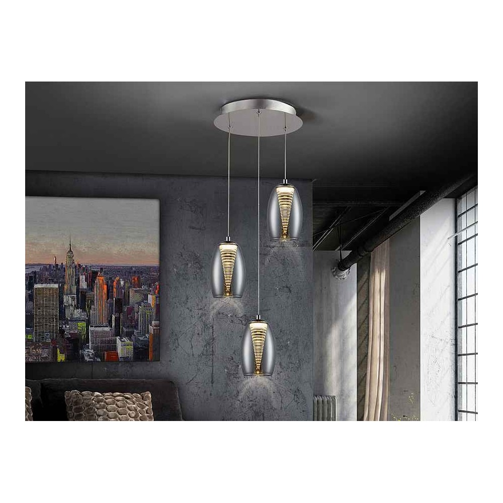 Lampada circolare 3 pendenti modello NEBULA cromo SCHULLER