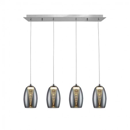 Modern chrome linear lamp, NEBULA model, 4 lights SCHULLER