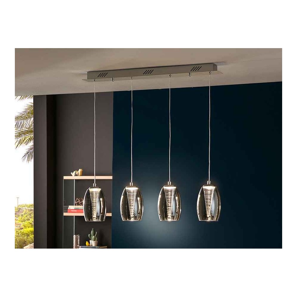 Modern chrome linear lamp, NEBULA model, 4 lights SCHULLER