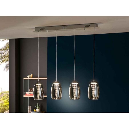 Modern chrome linear lamp, NEBULA model, 4 lights SCHULLER