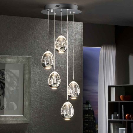 Lampada dimmabile a 5 luci modello ROCIO cromo Schuller