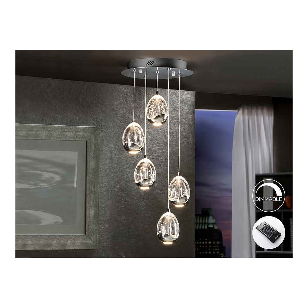 Lampada dimmabile a 5 luci modello ROCIO cromo Schuller