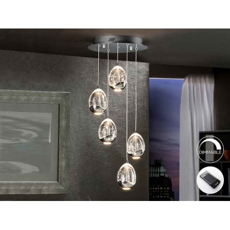 5-light dimable lamp ROCIO Chrome by Schuller