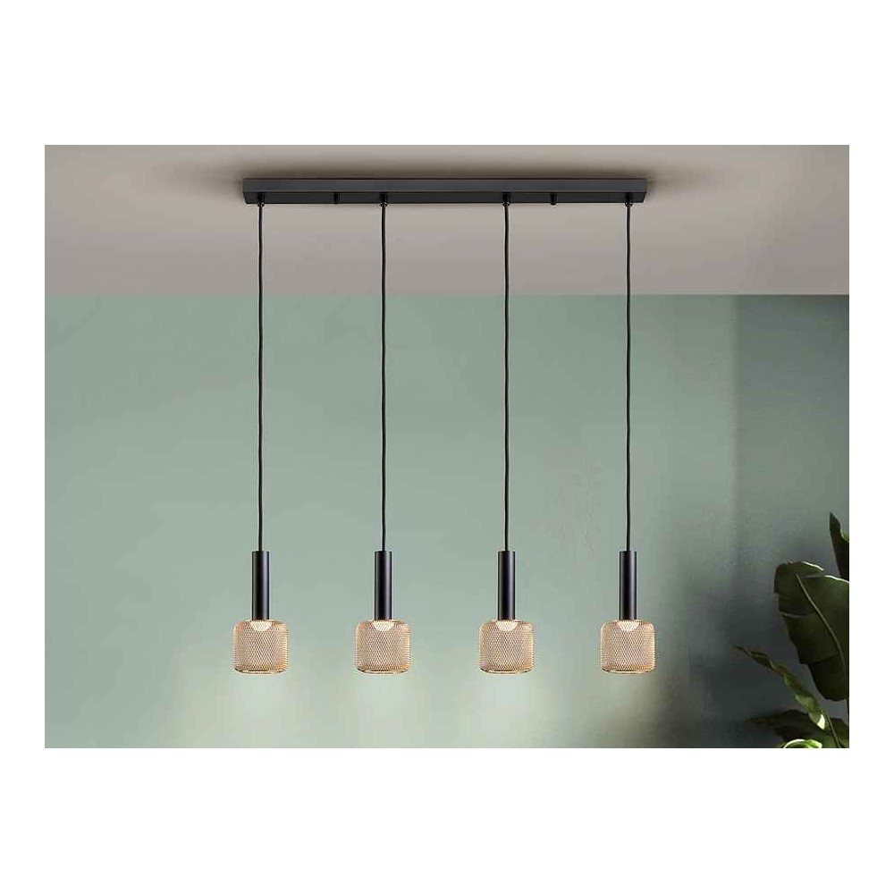 Black linear lamp model SINCRO LED dimable 4L SCHULLER