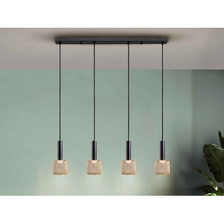 Black linear lamp model SINCRO LED dimable 4L SCHULLER