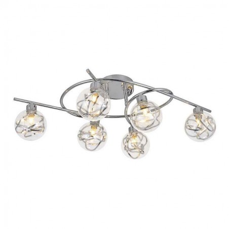 Lampada da soffitto a 6 luci modello VARANASI cromo FABRILAMP