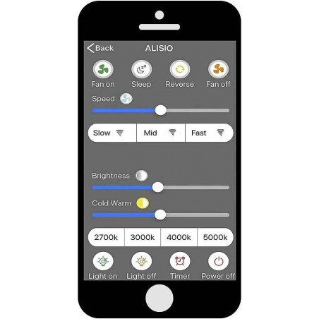 DC NATURE white ventilator 3 temperature led dimable connection app Mantra