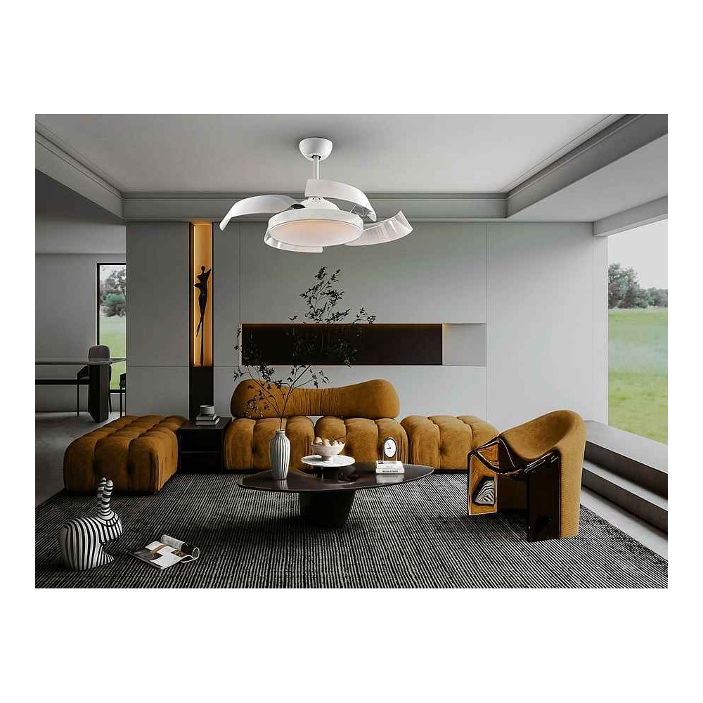 DC ENZO white led fan integrated CCT adjustable control Schuller