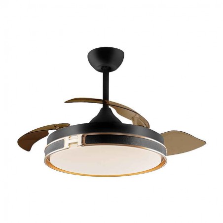 Fan DC HERON black 106 cm led integrated timer remote control Schuller
