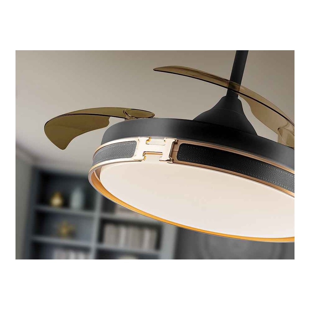 Fan DC HERON black 106 cm led integrated timer remote control Schuller