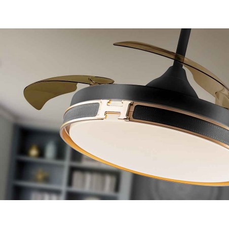 Fan DC HERON black 106 cm led integrated timer remote control Schuller