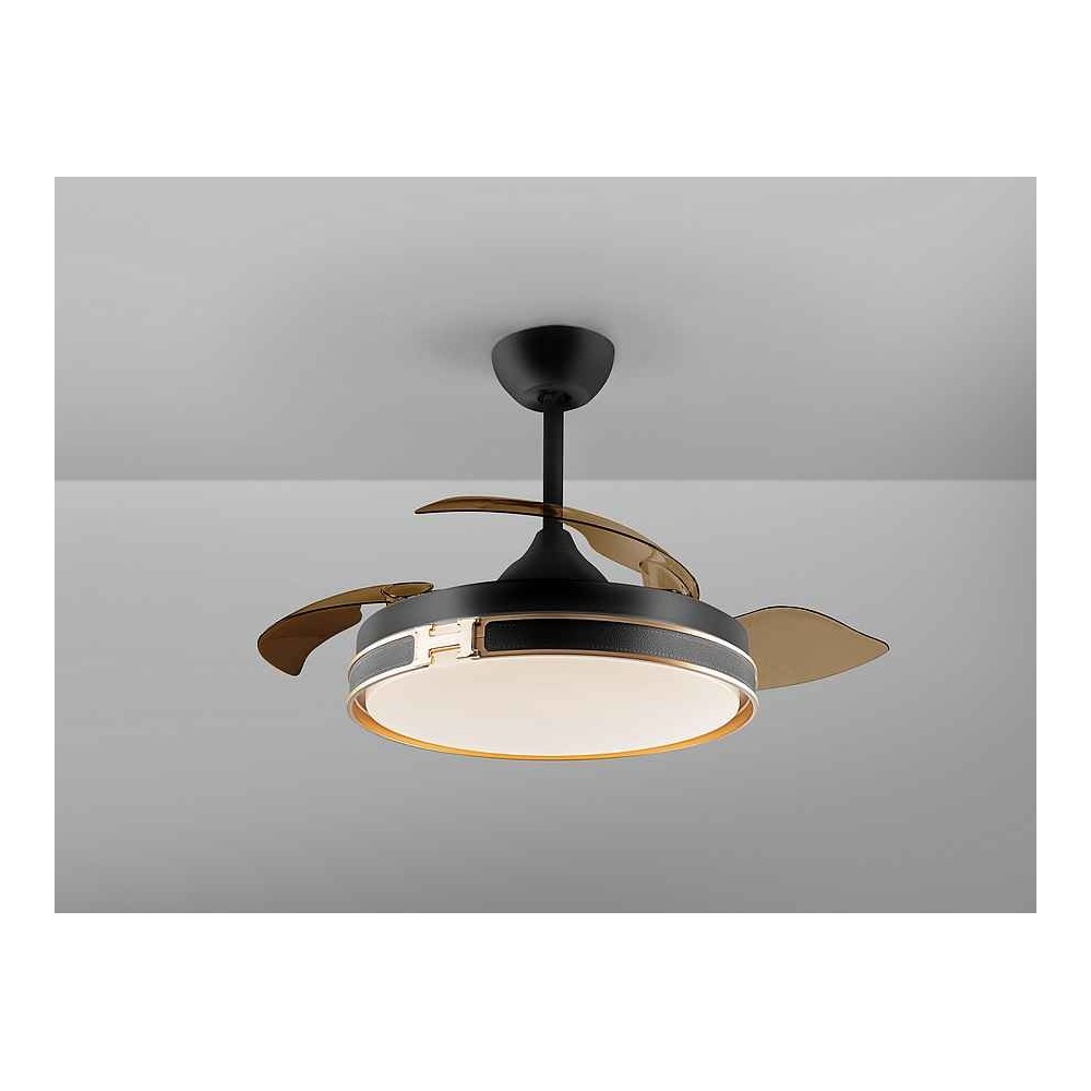 Fan DC HERON black 106 cm led integrated timer remote control Schuller