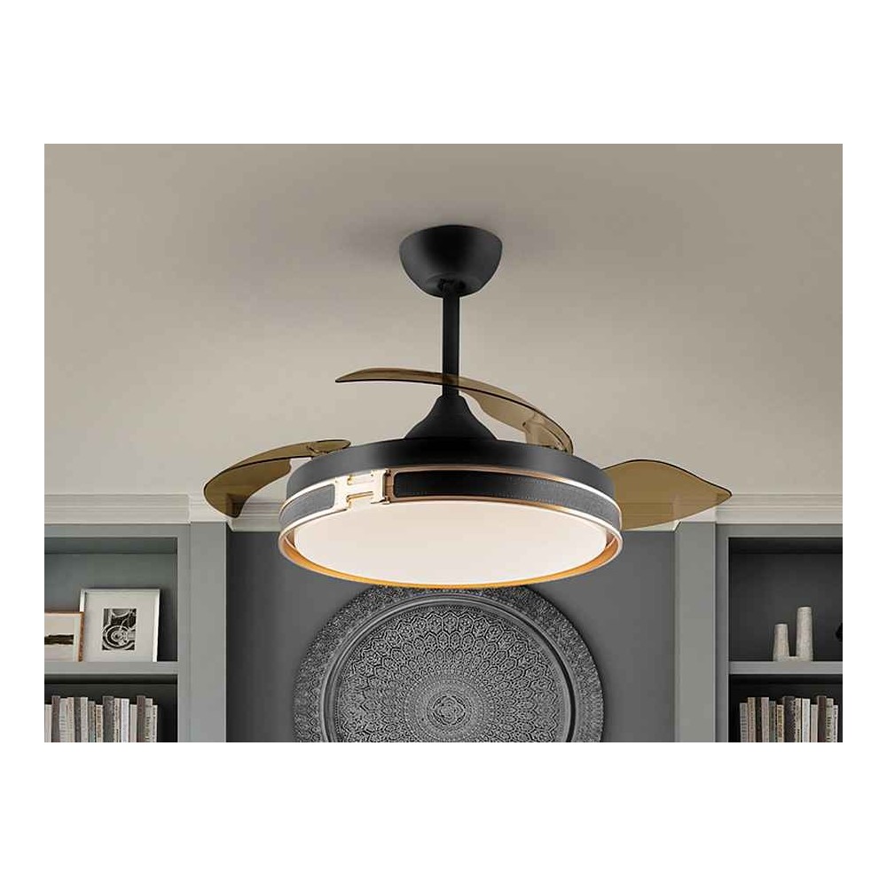 Ventilador DC HERON negro 106 cm led integrado temporizador mando distancia Schuller