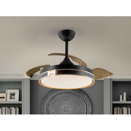 Fan DC HERON black 106 cm led integrated timer remote control Schuller