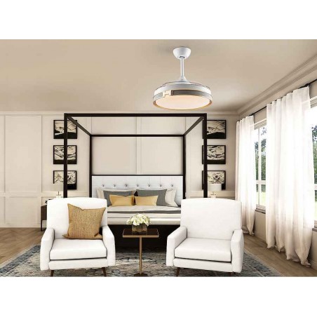 Fan DC HERON white106 cm led integrated timer remote control Schuller