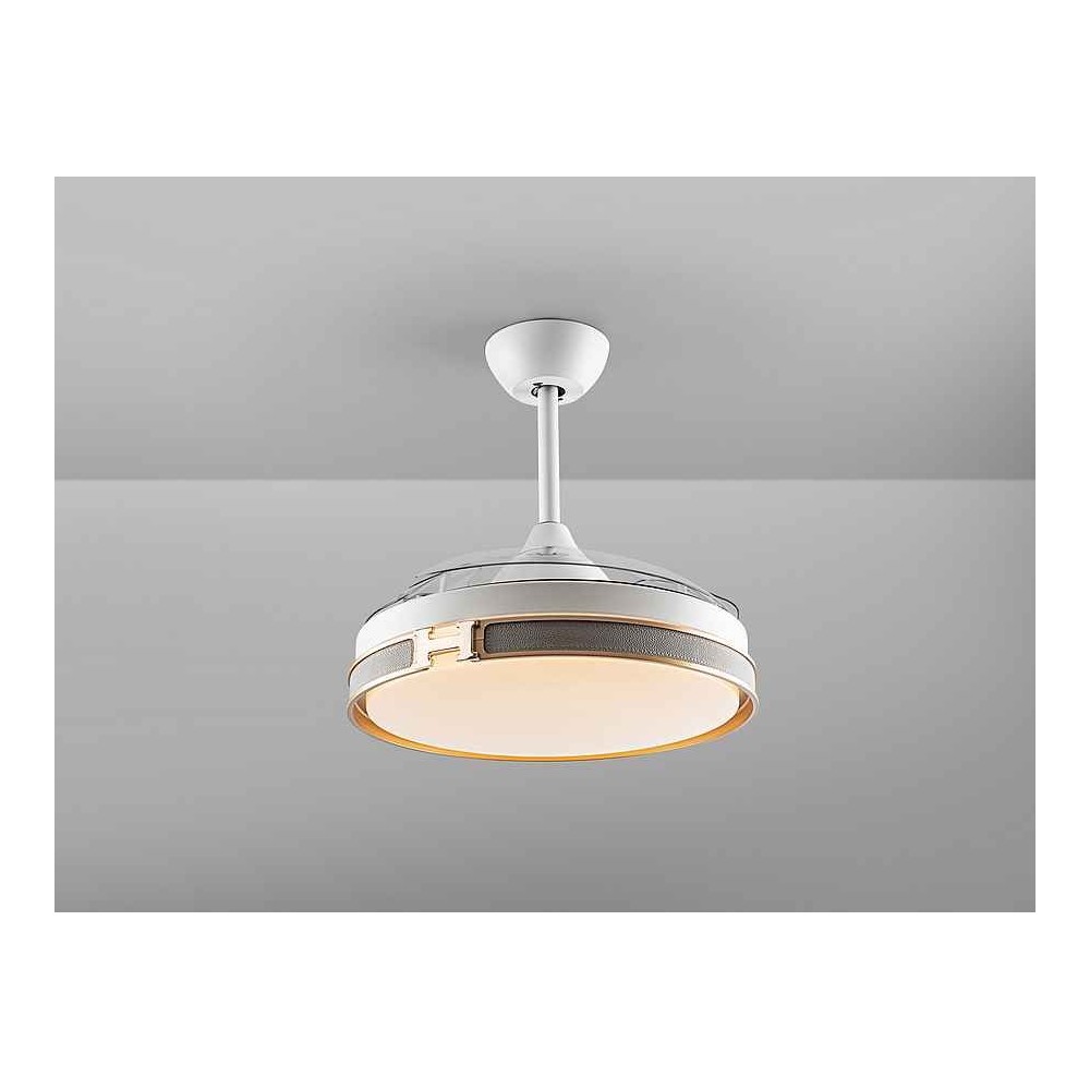 Ventilatore DC HERON bianco 106 cm LED integrato timer telecomando Schuller